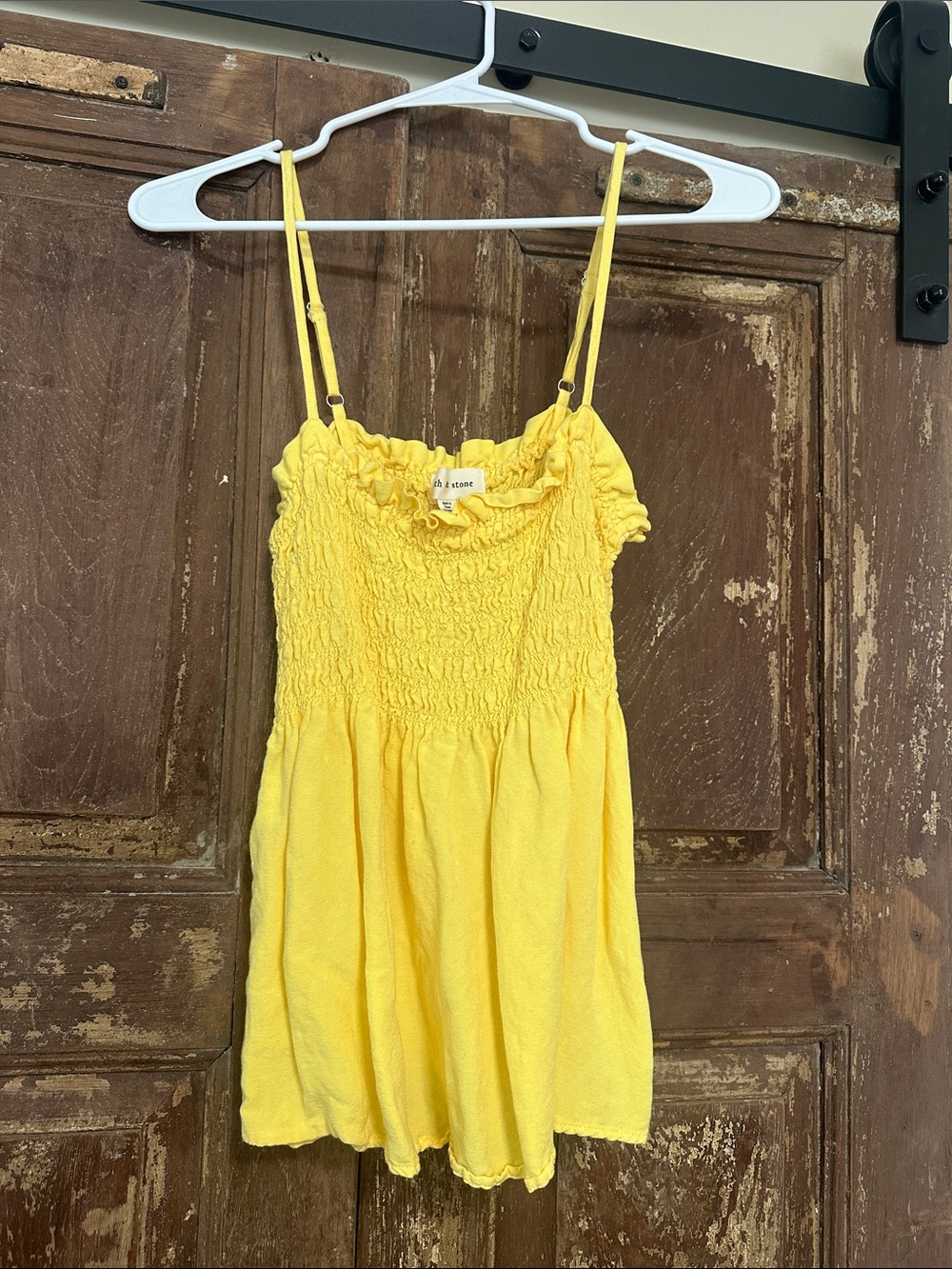 cloth & stone Yellow Smocked Tank Top